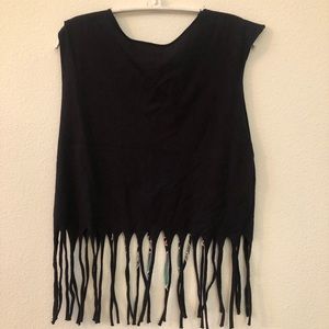 Urban Outfitters Tops - UO tribal print black fringe crop top Urban Outfitters Tops - UO tribal print black fringe crop top